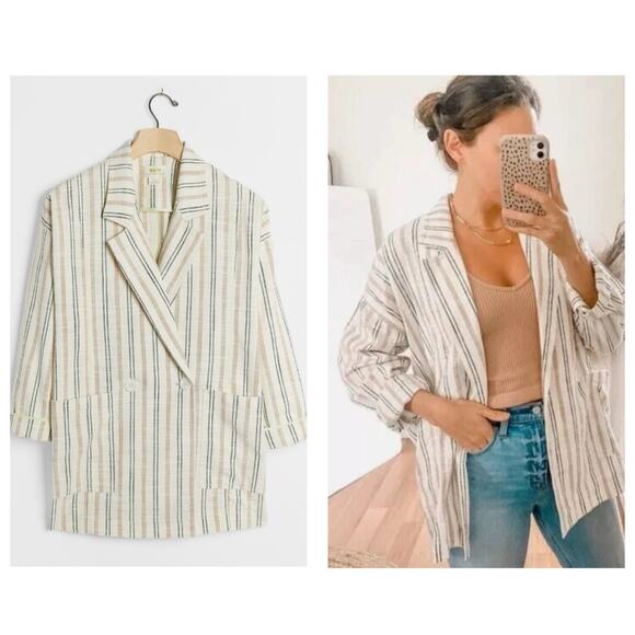 Anthropologie Jackets & Blazers - Anthropologie Maeve Danielle Blazer Large Striped Cream
